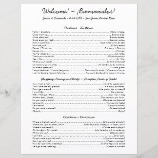 Spaans Cheat Sheet - Tweetalige bruiloft