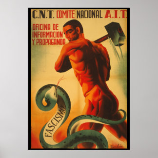 SPAANS CIVIL WAR ANTI-FACISM PROPAGANDA POSTER