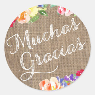 Spaans Dank u kleine Stickers   Muchas Gracias