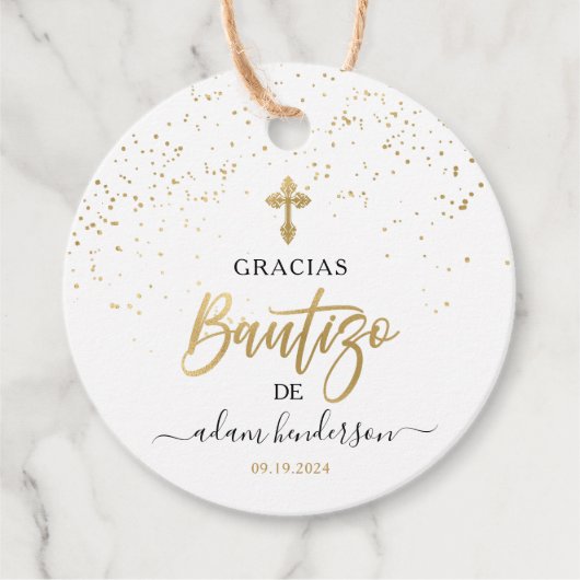 Spaans De Bautizo Gracias Gold Bedankjes Labels (Voorkant)