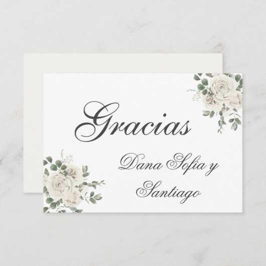 Spaans Elegant Bruiloft Dank u RSVP Kaartje (Voorkant / Achterkant)