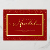 Spaans Elegant start Lijst Feliz Navidad Script Folie Feestdagenkaart (Voorkant)