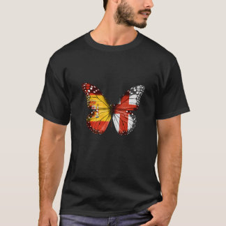 Spaans Engels Vlag Butterfly T-shirt