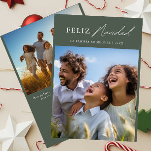 Spaans Feliz Navidad Grappige Kerstmis Familie Fot Feestdagenkaart