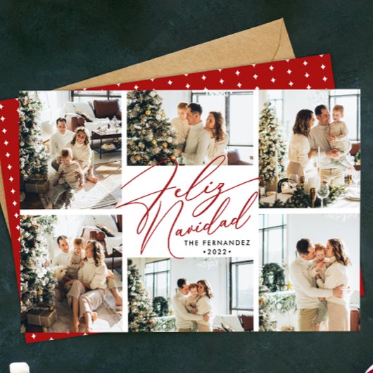 Spaans Feliz Navidad Photo Collage Feestdagenkaart