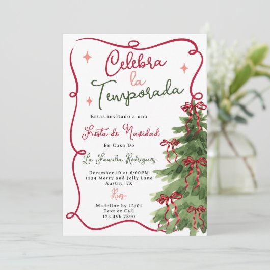 Spaans Fiesta de Navidad Kerstfeest Kaart (Staand voorkant)