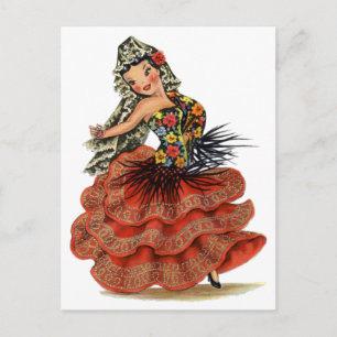  Spaans Flamenco Dancer traditionele kleding Briefkaart