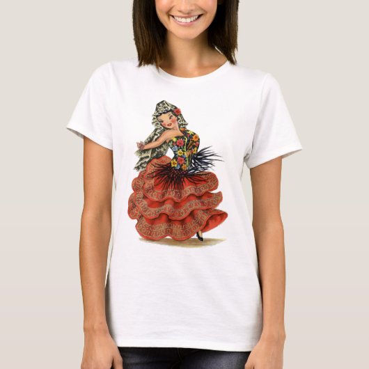  Spaans Flamenco Dancer traditionele kleding T-shirt (Voorkant)