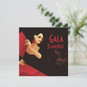 Spaans flamenco danser met ventilator, zwart en ro kaart (Staand voorkant)