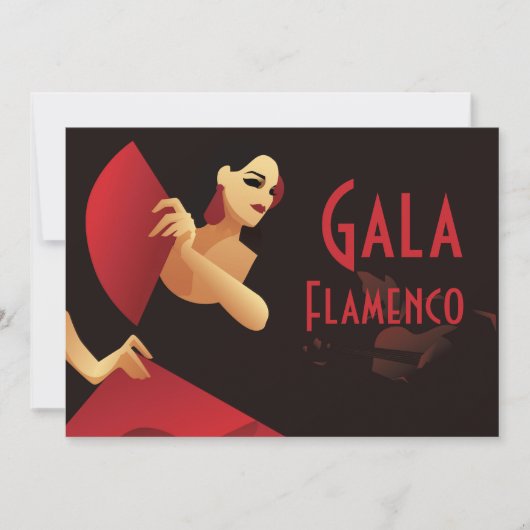 Spaans flamenco danser met ventilator, zwart en ro kaart (Voorkant)