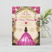 Spaans Fuchsia Roze Bloemen Hout Mis Quince Kaart (Staand voorkant)