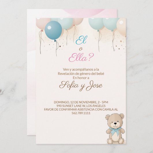 Spaans Geslacht Onthullen Uitnodiging - Spaans Inv (Voorkant / Achterkant)