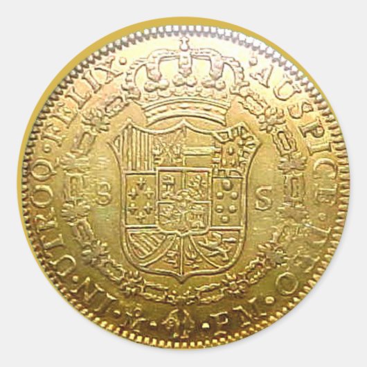 Spaans Goud Doubloon II Ronde Sticker (Voorkant)