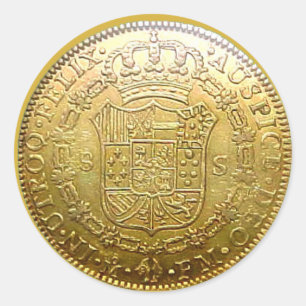Spaans Goud Doubloon II Ronde Sticker
