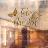 Spaans Goud Feliz Navidad Fantasievolle Typografie Raamsticker (Vel 2)