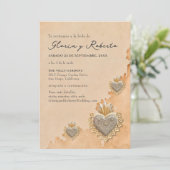 Spaans, Gouden Milagros Hart Mexicaanse bruiloft Kaart (Staand voorkant)