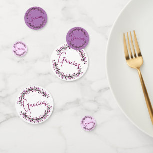 Spaans Gracias Typografie Chic Paarse Bladkrans Confetti
