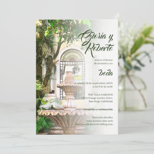 Spaans, hacienda & witte duiven Mexicaanse bruilof Kaart (Staand voorkant)