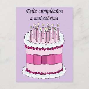 Spaans Happy Birthday Niece Cartoon Cake Briefkaart