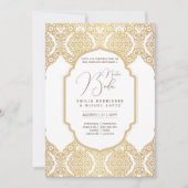 Spaans Huwelijksuitnodiging Elegant Wit Goud Versi Kaart (Voorkant)