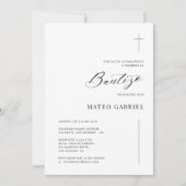 Spaans Inline Invitaciones de Bautizo Zwart Wit Kaart (Voorkant)