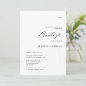 Spaans Inline Invitaciones de Bautizo Zwart Wit Kaart (Staand voorkant)