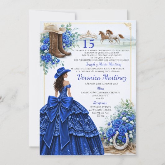 Spaans Koninklijk Blauw Bloemstuk Charra Prinses 1 Kaart (Voorkant)