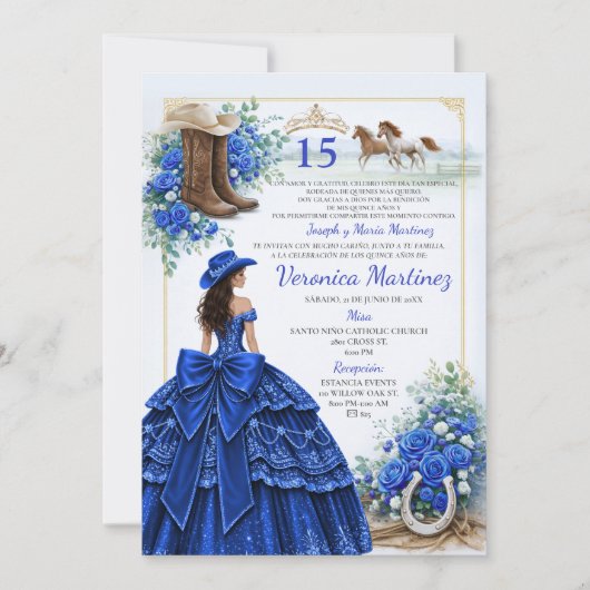 Spaans Koninklijk Blauw Bloemstuk Charra Prinses 1 Kaart (Voorkant)