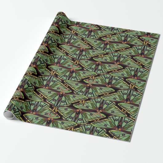 Spaans luna Moth Pattern Cadeaupapier (Uitgerold)