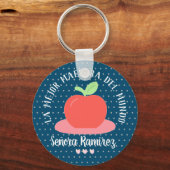 Spaans Maestra Happy Teacher Day Cute Apple Sleutelhanger (Voorkant)