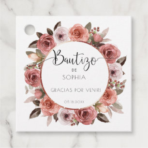 Spaans, Meisje Dop Roos Goud, Blozen Bloemen Bedankjes Labels