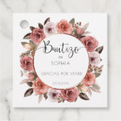 Spaans, Meisje Dop Roos Goud, Blozen Bloemen Bedankjes Labels (Voorkant)