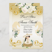 Spaans Mexicaans 3 jaar Gouden Charra Meisje Kaart (Voorkant / Achterkant)