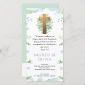 Spaans, Munt groen doop Bladwijzer gunst Bedankkaart (Voorkant / Achterkant)