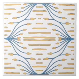 Spaans Oranje Blauw Roze Abstract Middellandse Zee Tegeltje