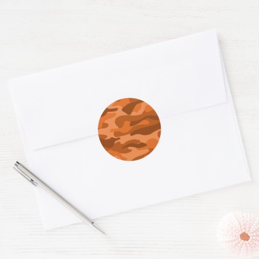 Spaans Oranje monocolor Camo Ronde Sticker (Envelop)