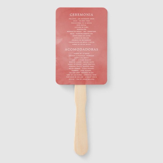 Spaans programma Turquoise en Coral Floral Wedding Handwaaier (Achterkant)