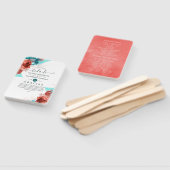 Spaans programma Turquoise en Coral Floral Wedding Handwaaier (Niet-gemonteerd)