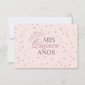 Spaans Quinceañera Mis Quince Pink Rose RSVP (Achterkant)