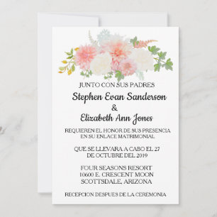 Spaans Roos Blush Pink Ivory Waterverf Kaart