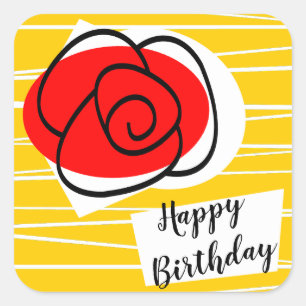 Spaans Roos Happy Birthday sticker vierkant