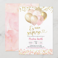 Spaans Roze Blush ballon Sorpresa Uitnodiging