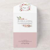 Spaans, Roze Blush Bourgondiër Trouw-Uitnodiging T All In One Uitnodiging (Buitenkant)