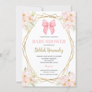 Spaans roze blush floral baby shower uitnodiging