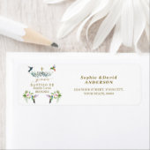 Spaans Roze Hibiscus Flowers Eucalyptus Bautizo Etiket (Insitu)