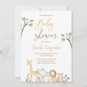 Spaans Safari Baby shower Uitnodiging