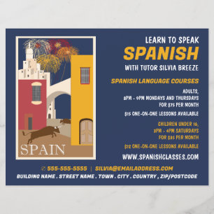 Spaans scène, Spaans taalcursus Adverteren Flyer