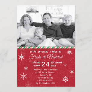 Spaans Snowflakes Red Fotokerstfeest Kaart
