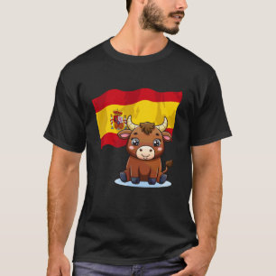 Spaans Spaanse Vlag Schattige Stier Spaanse Nation T-shirt