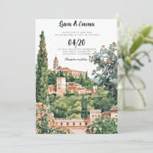 Spaans Spanje landschap Bestemming Bruiloft Invita Kaart (Staand voorkant)
